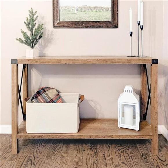 Set of 2 Large Beige Storage Bins with Handles for Closet Shelves Organizer - Picture 6 of 7